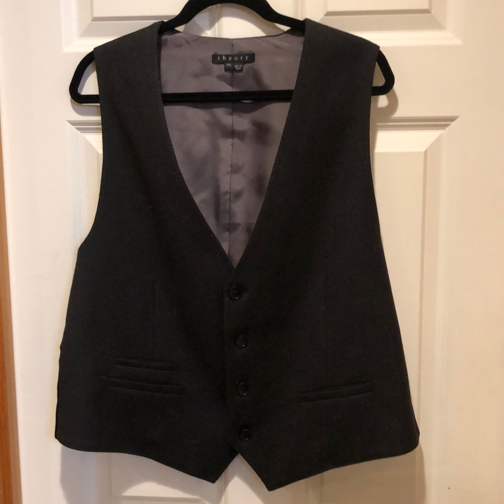 Theory Men’s Grey Wool Waist Coat / Vest- Size XXL (fits 46-48R)